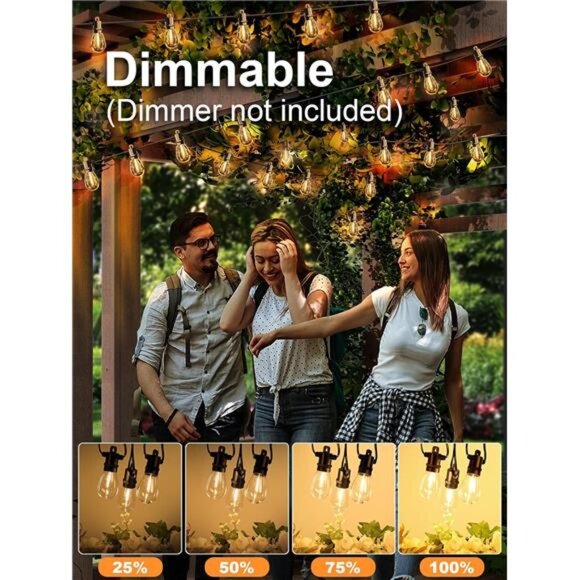 Outdoor String Lights 100 FT, Patio Light for Outside with Shatterproof Bulbs - Picture 5 of 7